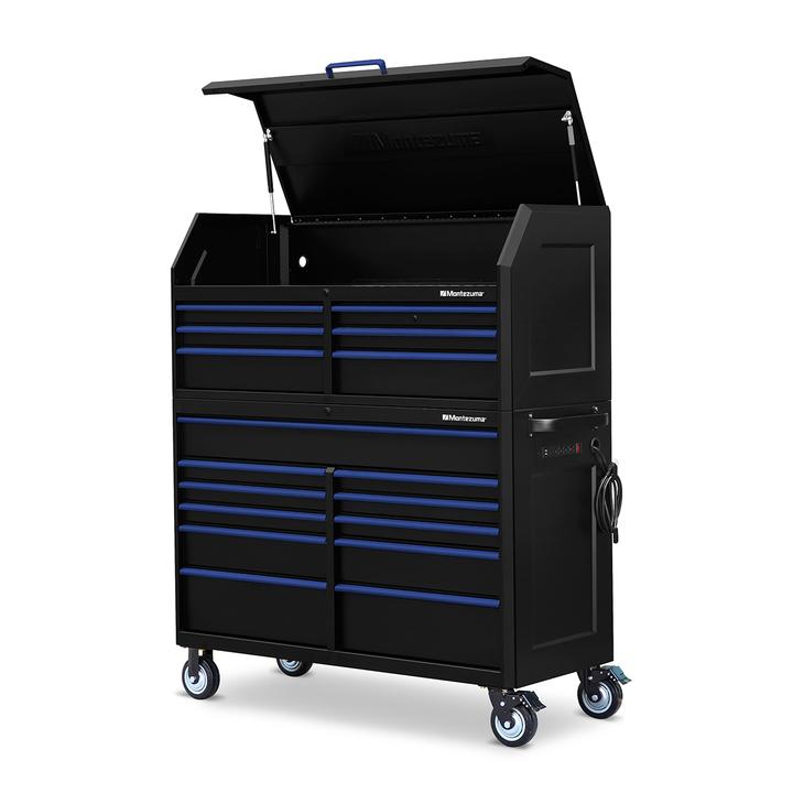 Montezuma 56 X 24 Inch Tool Box & Rolling Tool Cabinet With Multiple Power Outlets - Senior.com Tool Cabinets